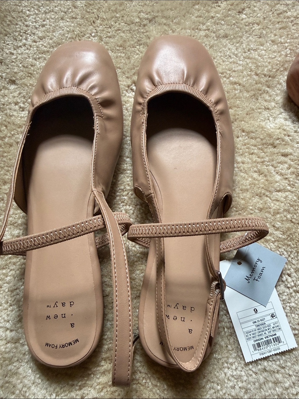 a new day Nude/Tan Mary Jane Ballet Flats with Strap